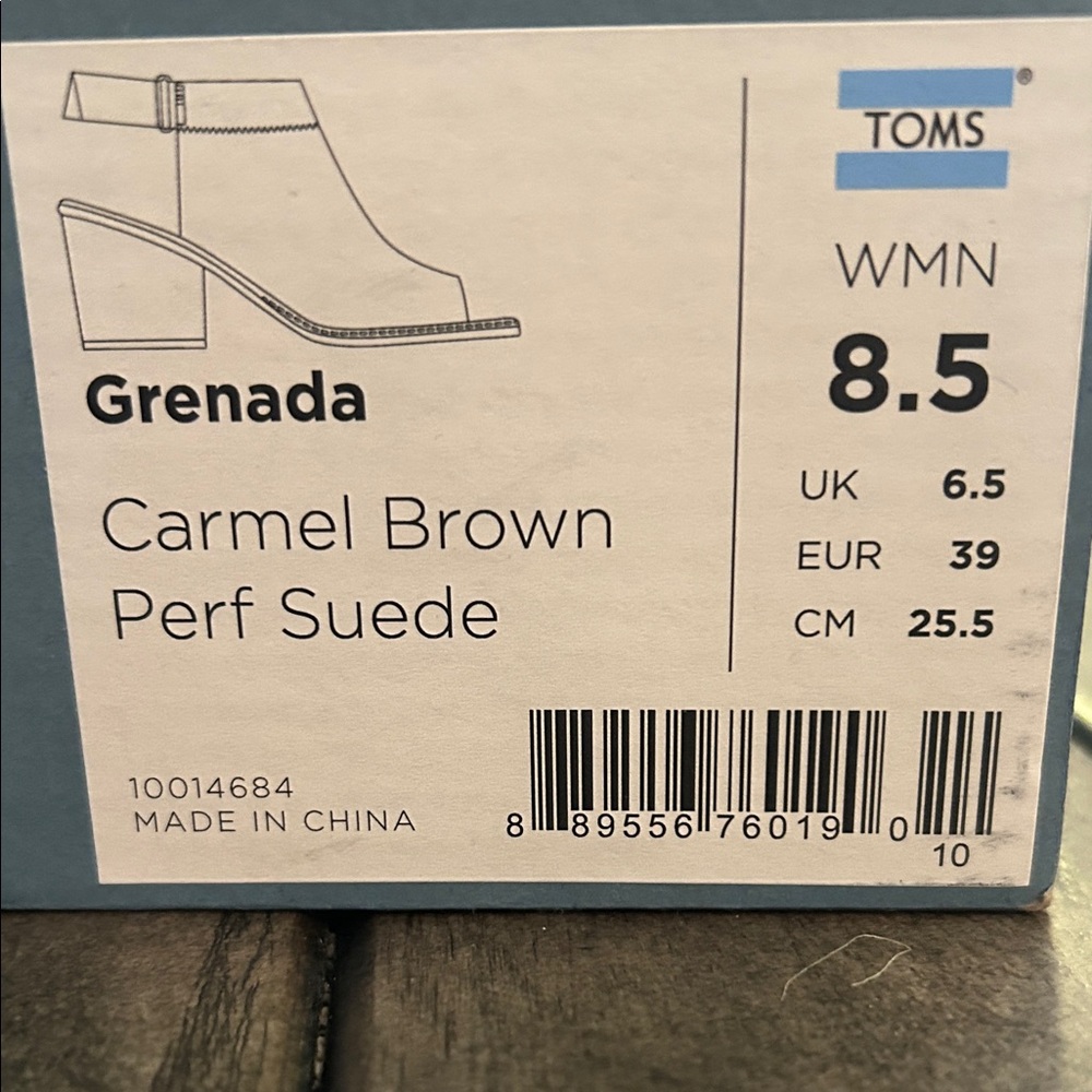 TOMS Carmel Brown Perforated Heeled Boots - Picture 2 of 5